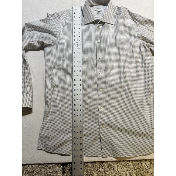Eton Shirt Mens 17.5 44 White “Whales” Check Contemporary Dress Button Up Work - Picture 9 of 9